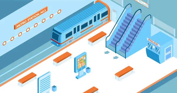 Isometric Illustration stanice metra — Stockový vektor