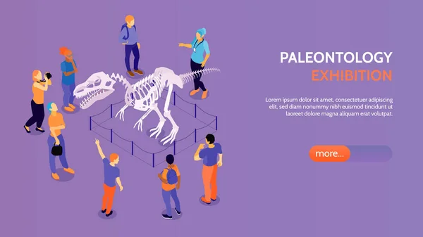 Bannière horizontale d'exposition de paléontologie — Image vectorielle