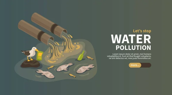Bannière horizontale de pollution de l'eau — Image vectorielle