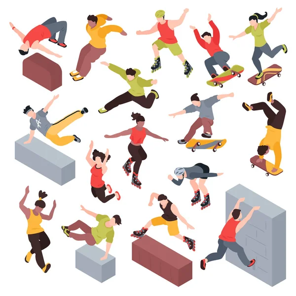 Extreme Street Sport Isometric Set — Wektor stockowy