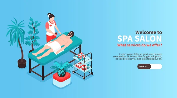 Isometric Spa Salon Banner — ストックベクタ