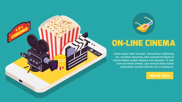 Cinéma en ligne Bannière horizontale — Image vectorielle