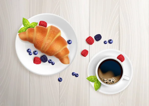 Composición realista del desayuno ligero — Archivo Imágenes Vectoriales