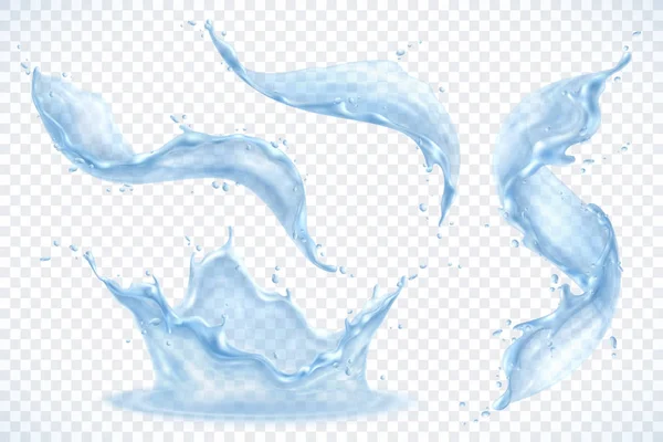 Conjunto transparente de agua Splash — Vector de stock