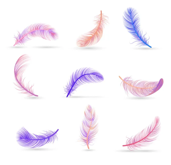 Realistic Feather White Background Composition — Stock Vector