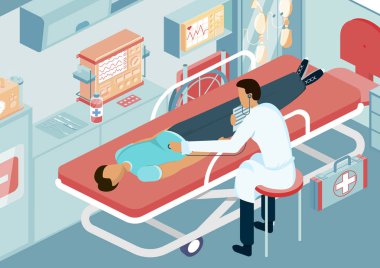 Ambulans Doktor Isometric Arkaplan