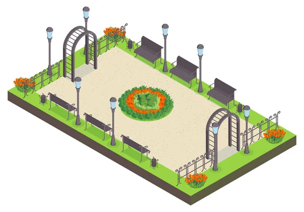 City Park Composición isométrica — Vector de stock