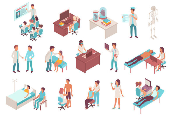 Medical Students Isometric Icons