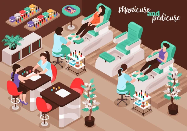 Nail Salon Isometric Contexte — Image vectorielle