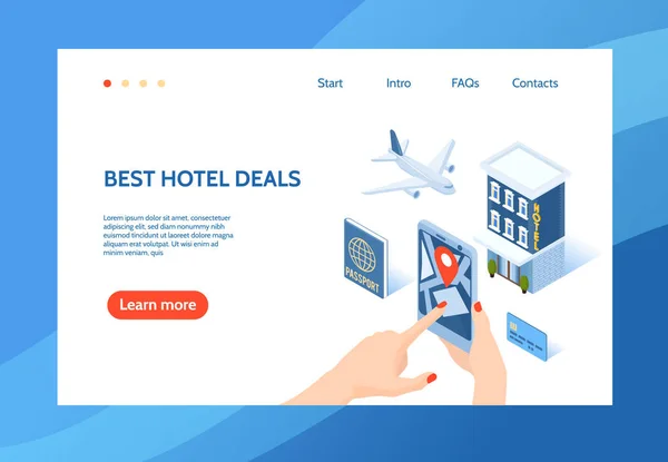 Bästa hotell erbjudanden webbplats — Stock vektor