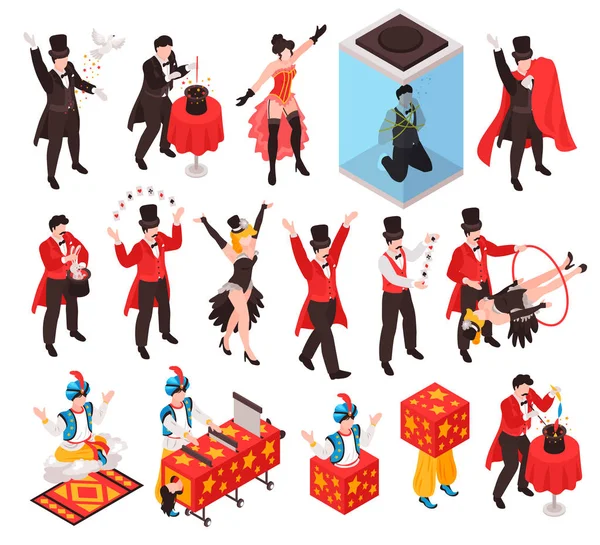 Magician Show Characters Set — Stock Vector