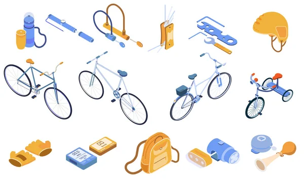 Conjunto isométrico de bicicleta — Vector de stock