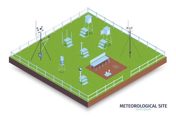 Meteorologische site Isometrische samenstelling — Stockvector