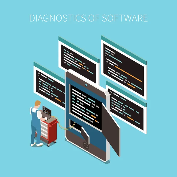 Conceito de Diagnóstico de Software — Vetor de Stock