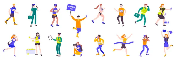 Juego de corredores de maratón deportivo — Vector de stock