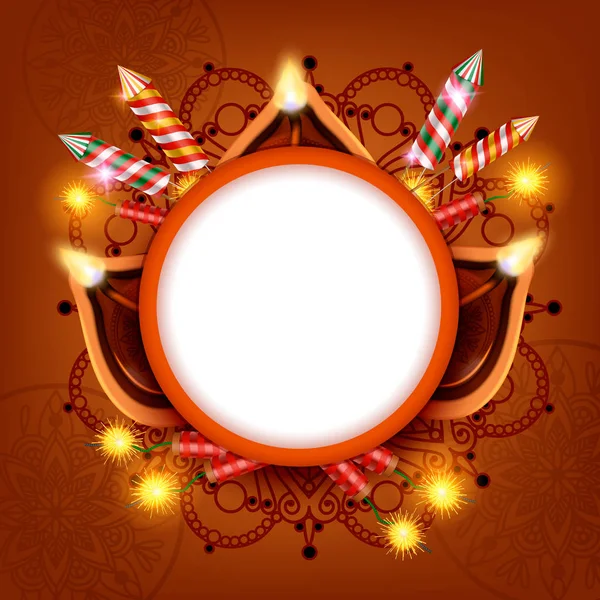 Diwali lyktor cirkel ram — Stock vektor