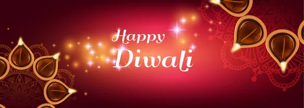Χαρούμενη Diwali Ρεαλιστική Σύνθεση — Διανυσματικό Αρχείο