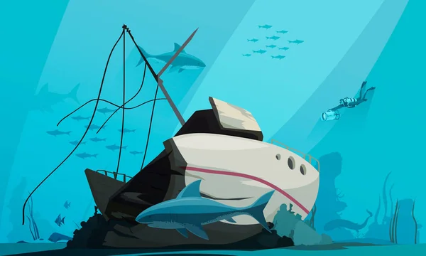 Подводный состав Wreck Diving — стоковый вектор