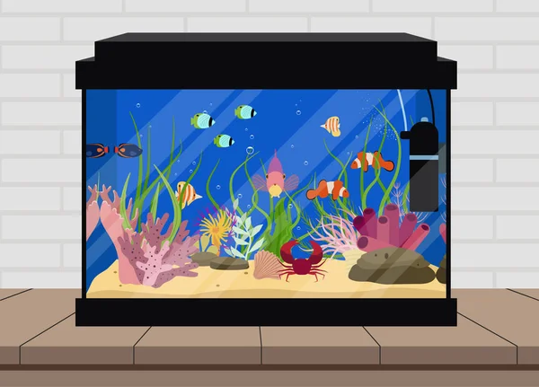 Ilustração plana do aquário —  Vetores de Stock