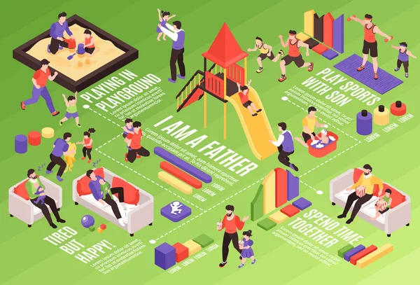 Paternidade Infográficos Isométricos Fundo — Vetor de Stock