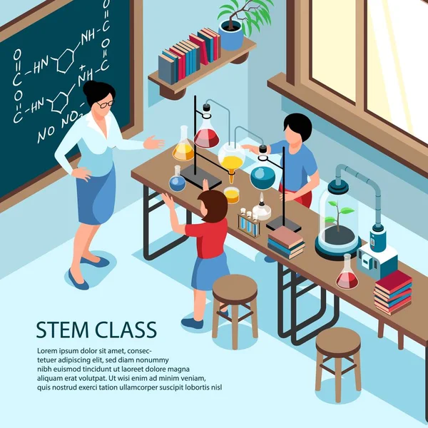 Fondo de aula escolar STEM — Vector de stock