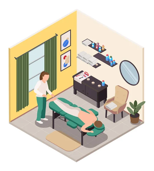 Isometric Massage Room Composition — Stock Vector