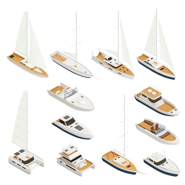 Yachting Ícono isométrico conjunto — Archivo Imágenes Vectoriales