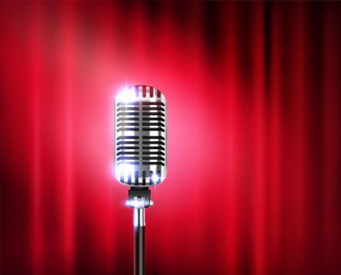 Mikrofon Stand-Up Gerçekçi Kompozisyonunu Göster
