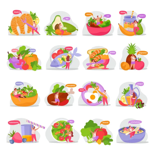 Superfood Flat Icons Collection — Stock Vector