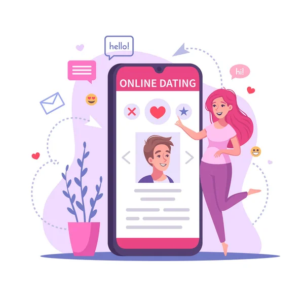 Online Dating Smartphone Σύνθεση — Διανυσματικό Αρχείο