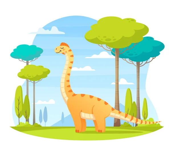 Dinosaurussen Wildlife Cartoon Compositie — Stockvector