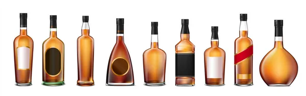 Garrafas de álcool Conjunto realista — Vetor de Stock