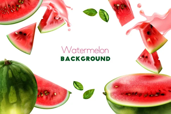 Watermelon quadro realista — Vetor de Stock