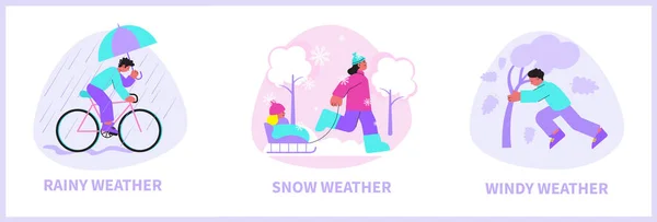 Weather Flat Compositions — Stock Vector