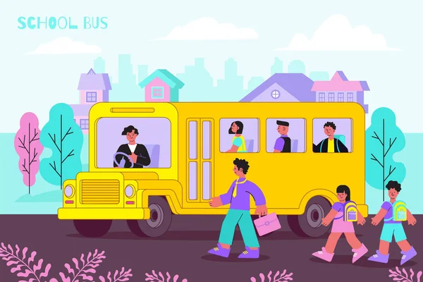 Шкільний автобус плоский — стоковий вектор