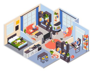 Uzak Çalışma Evi Isometric 