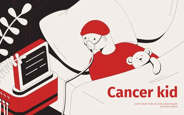 พื้นหลังไอโซเมตริกของเด็กมะเร็ง — ภาพเวกเตอร์สต็อก