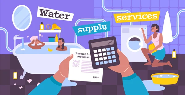 Composición de los pagos de suministro de agua — Vector de stock
