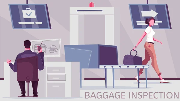 Inspection des bagages Composition plate — Image vectorielle