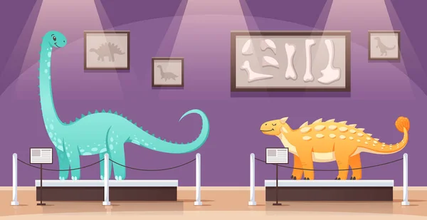 Dinosaurussen Museum Cartoon Compositie — Stockvector