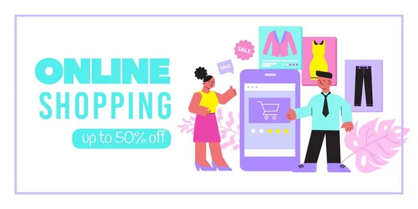 Banner de compras online — Vetor de Stock