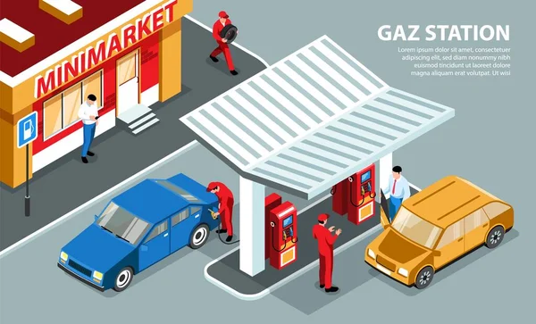 Tankstelle horizontale Illustration — Stockvektor