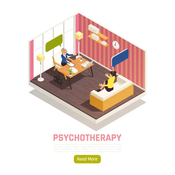 Psychotherapy Session Isometric Composition — Stock Vector