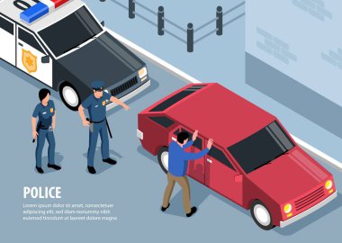 Polis Gözetimi Isometric Kompozisyon