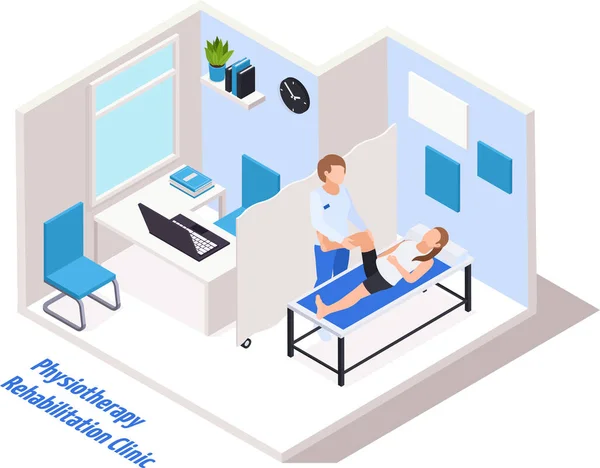 Fisioterapi Klinik Rehabilitasi Isometrik - Stok Vektor
