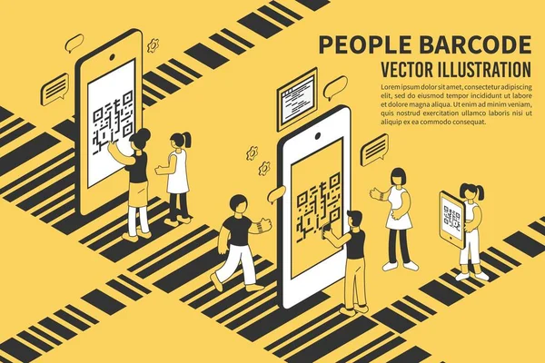 Barcode Illustration för människor — Stock vektor