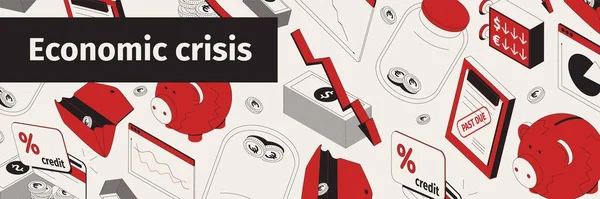 Crisis económica Patrón isométrico — Archivo Imágenes Vectoriales