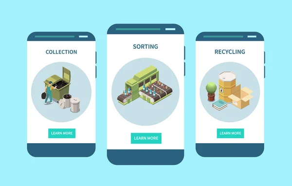 Conception mobile de recyclage des ordures — Image vectorielle