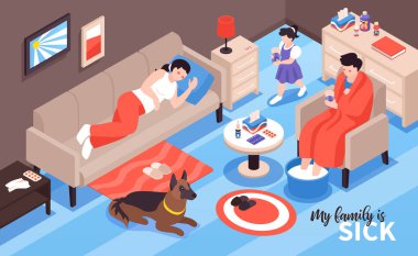 Hasta Aile Isometric Kompozisyonu