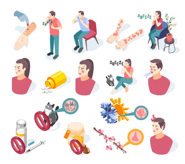 Set de iconos de alergia — Archivo Imágenes Vectoriales